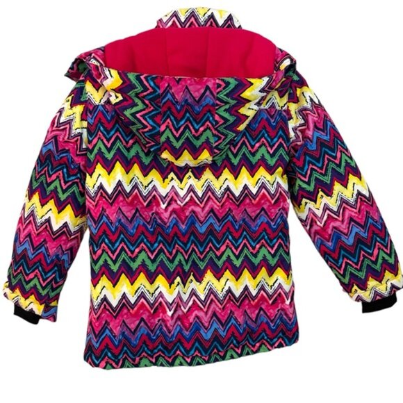 NWT Girls Size 12 Windproof Waterproof Multicolor Chevron Snowboard Ski Jacket - Picture 7 of 7